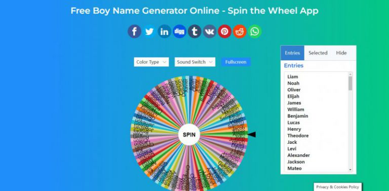random number generator name wheel