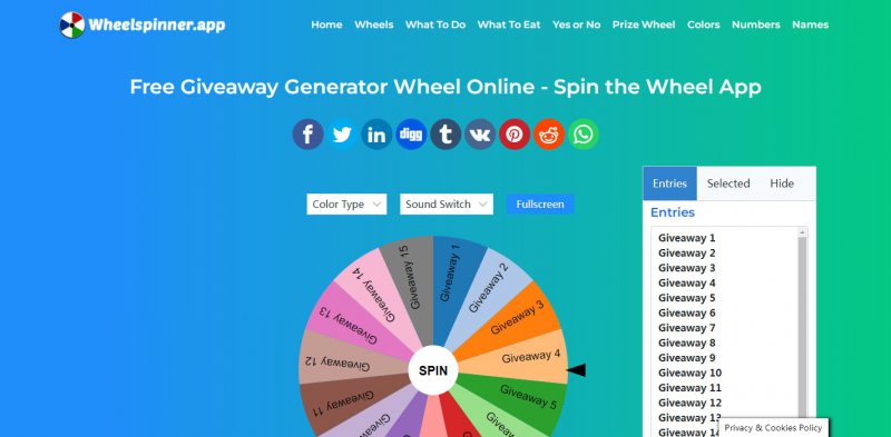 Giveaway Generator Wheel