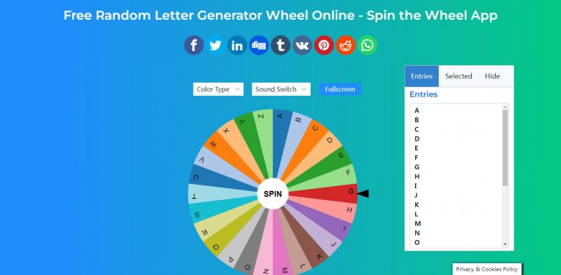 Random Letter Generator Wheel