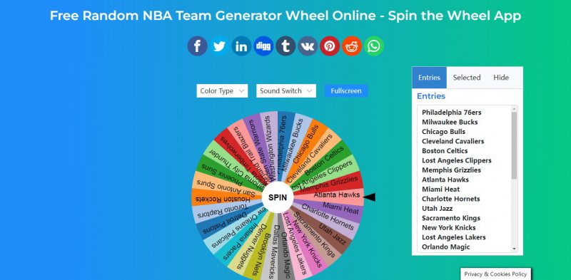 Random NBA Team Generator Wheel