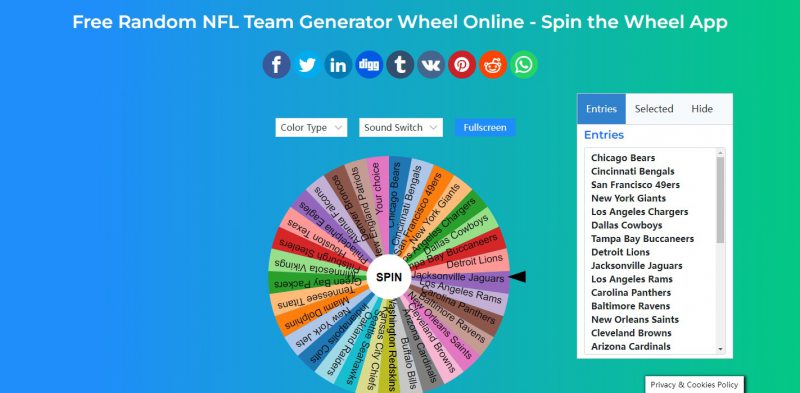 Random NFL Team Generator Wheel
