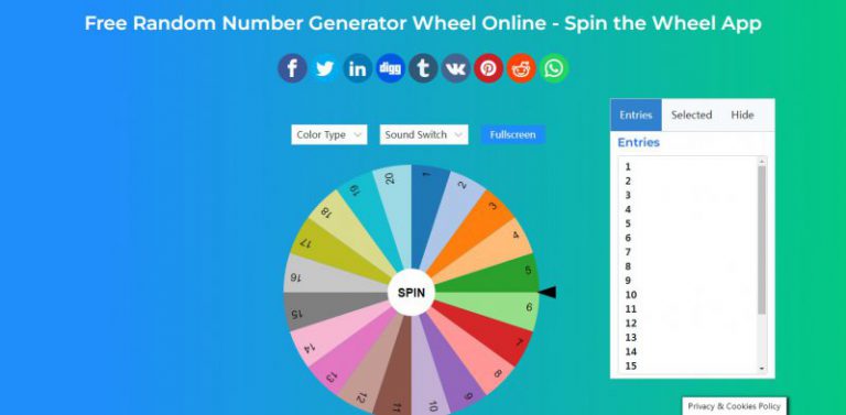 random wheel number generator
