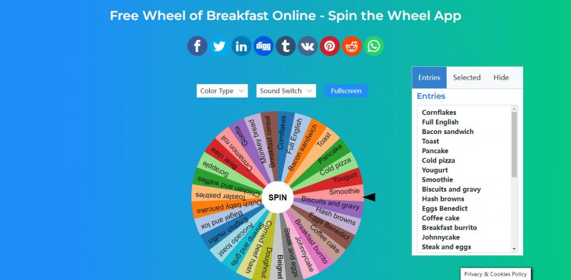 Food Spinner Wheel in 2024, For Breakfast, Lunch